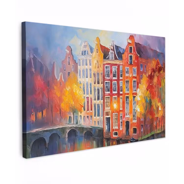 Canvas schilderij - Grachtenpanden - Kunst - Schilderij - Amsterdam — 1
