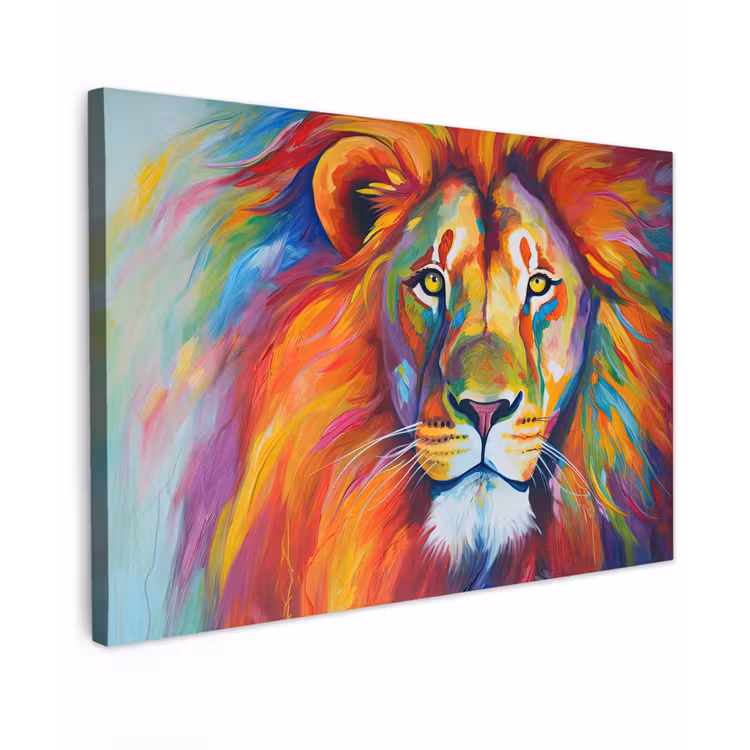 Canvas schilderij - Leeuw - Dieren - Olieverf - Regenboog — 1