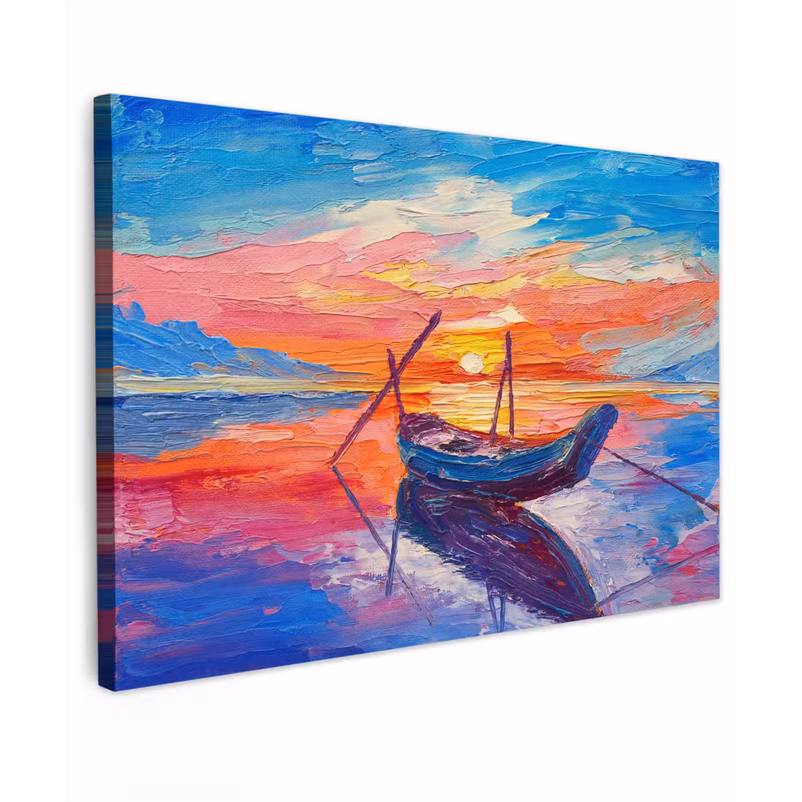 Canvas schilderij - Schilderij - Boot - Olieverf - Water — 1