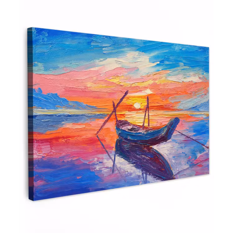 Canvas schilderij - Schilderij - Boot - Olieverf - Water — 1