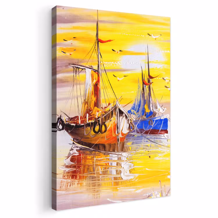 Canvas schilderij - Schilderij - Boot - Water - Olieverf — 1