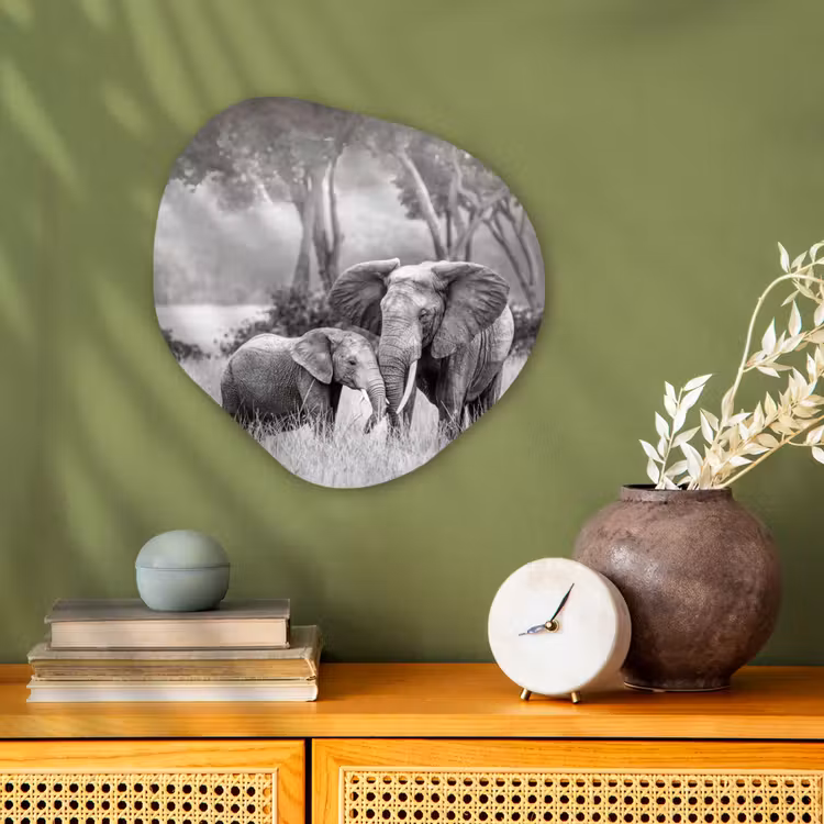 Organische Formen – Aluminium – Olifant - Dieren - Natuur - Zwart wit — 2