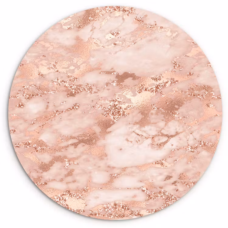 Muurcirkel - Marmer - Luxe - Roségoud - Roze - Glitter - Marmerlook — 1