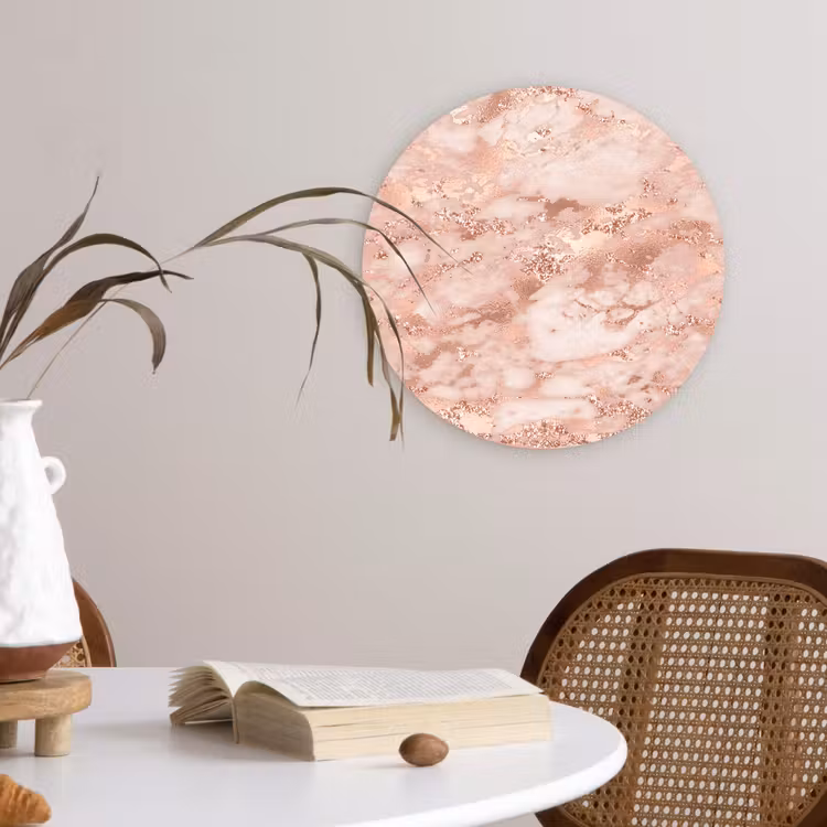 Muurcirkel - Marmer - Luxe - Roségoud - Roze - Glitter - Marmerlook — 4