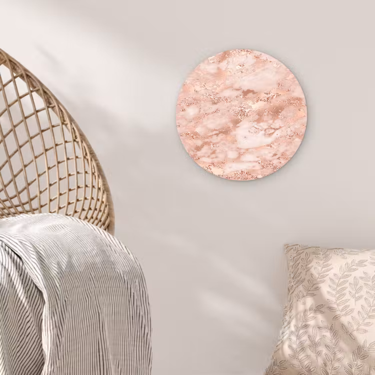 Muurcirkel - Marmer - Luxe - Roségoud - Roze - Glitter - Marmerlook — 5