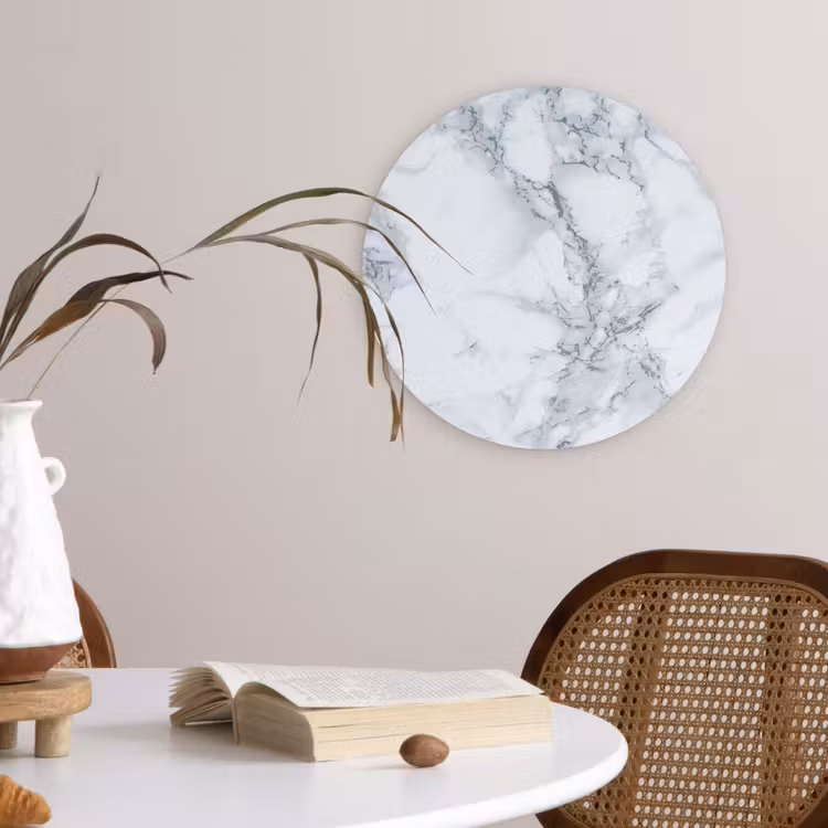 Muurcirkel - Marmer - Patroon - Gijs - Wit - Marmerlook - Luxe — 4