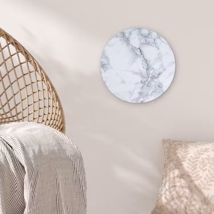 Muurcirkel - Marmer - Patroon - Gijs - Wit - Marmerlook - Luxe — 5