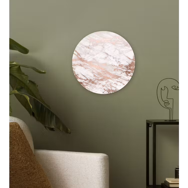 Muurcirkel - Marmer - Roze - Luxe - Marmerlook - Glitter - Design — 3