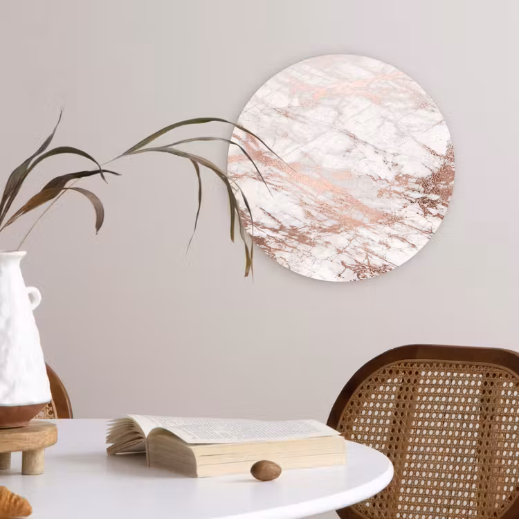 Muurcirkel - Marmer - Roze - Luxe - Marmerlook - Glitter - Design — 4