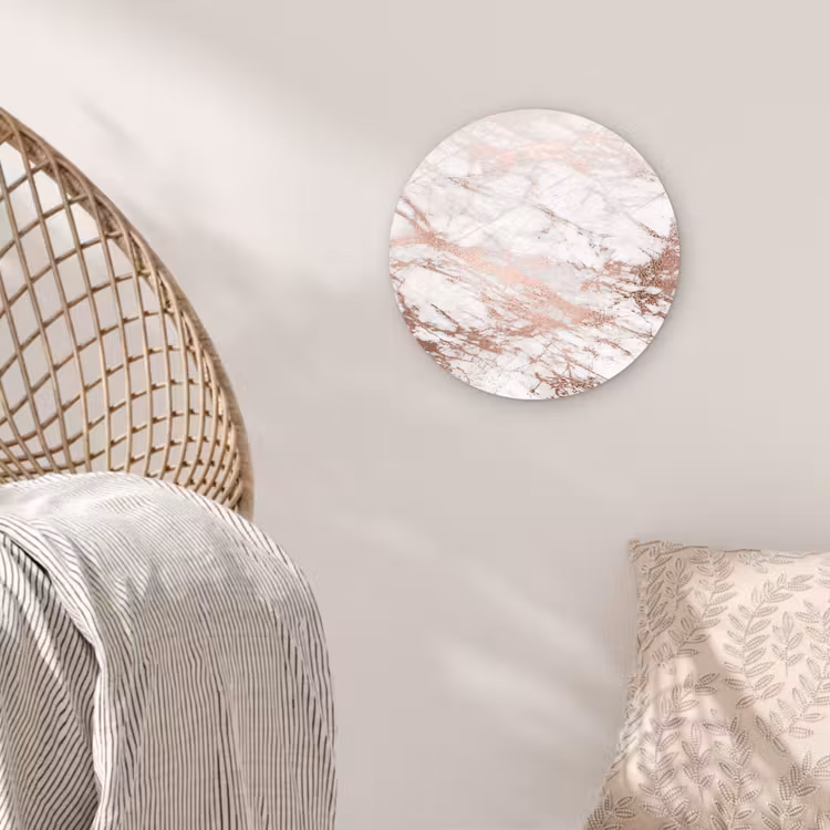 Muurcirkel - Marmer - Roze - Luxe - Marmerlook - Glitter - Design — 5