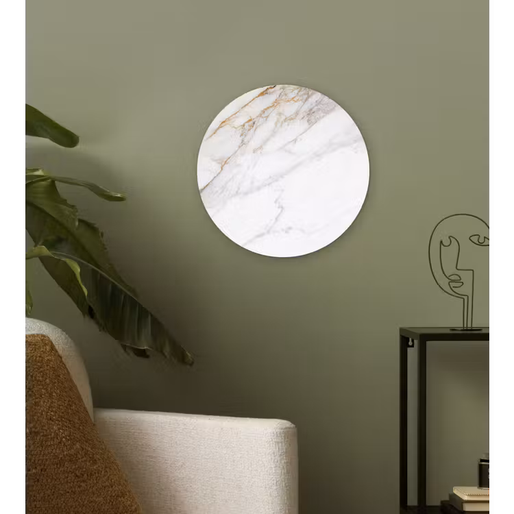 Muurcirkel - Marmer - Steen - Wit - Goud - Marmerlook - Steen - Luxe — 3
