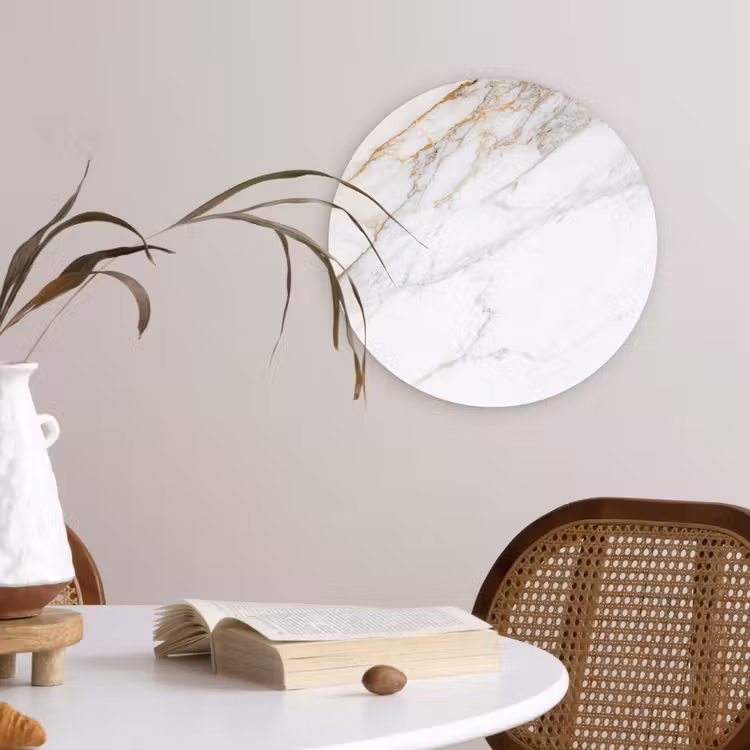 Muurcirkel - Marmer - Steen - Wit - Goud - Marmerlook - Steen - Luxe — 4