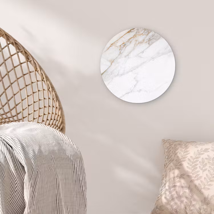 Muurcirkel - Marmer - Steen - Wit - Goud - Marmerlook - Steen - Luxe — 5