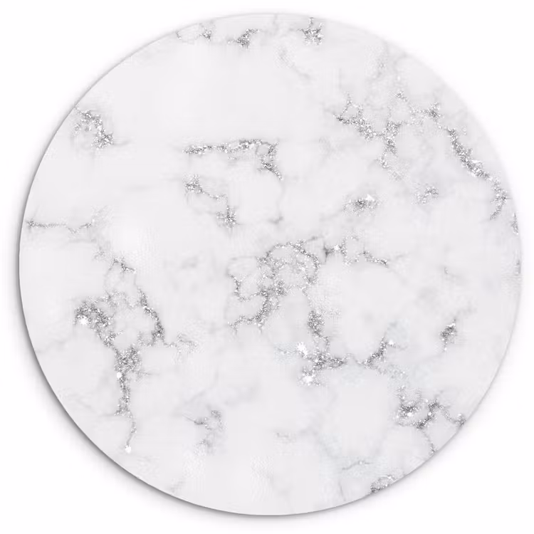 Muurcirkel - Marmer - Wit - Zilver - Glitter - Marmerlook - Chique — 1