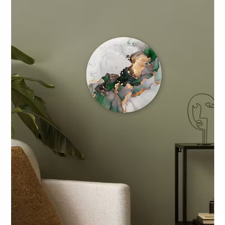Muurcirkel - Marmer - Goud - Groen - Luxe — 3