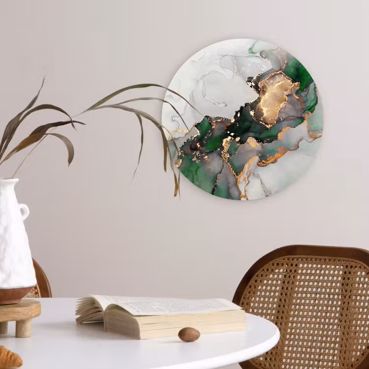 Muurcirkel - Marmer - Goud - Groen - Luxe — 4