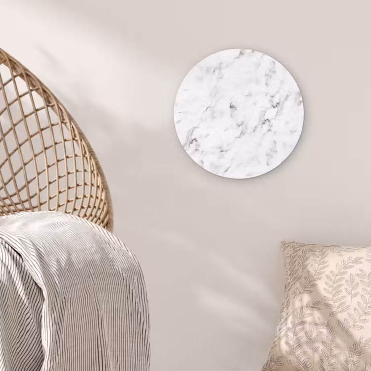 Muurcirkel - Marmer - Luxe - Wit - Grijs - Marmerlook — 5