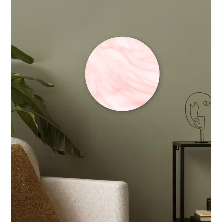 Muurcirkel - Marmer - Roze - Wit - Luxe - Marmerlook — 3