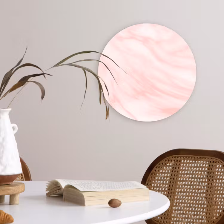 Muurcirkel - Marmer - Roze - Wit - Luxe - Marmerlook — 4