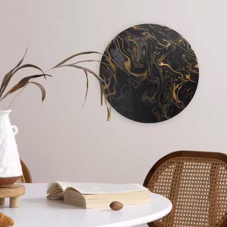Muurcirkel - Marmer - Textuur - Grijs - Goud - Marmerlook - Luxe — 4