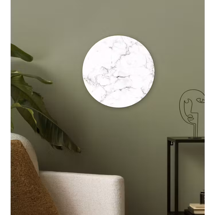Muurcirkel - Marmer - Wit - Grijs - Luxe - Marmerlook - Structuur — 3