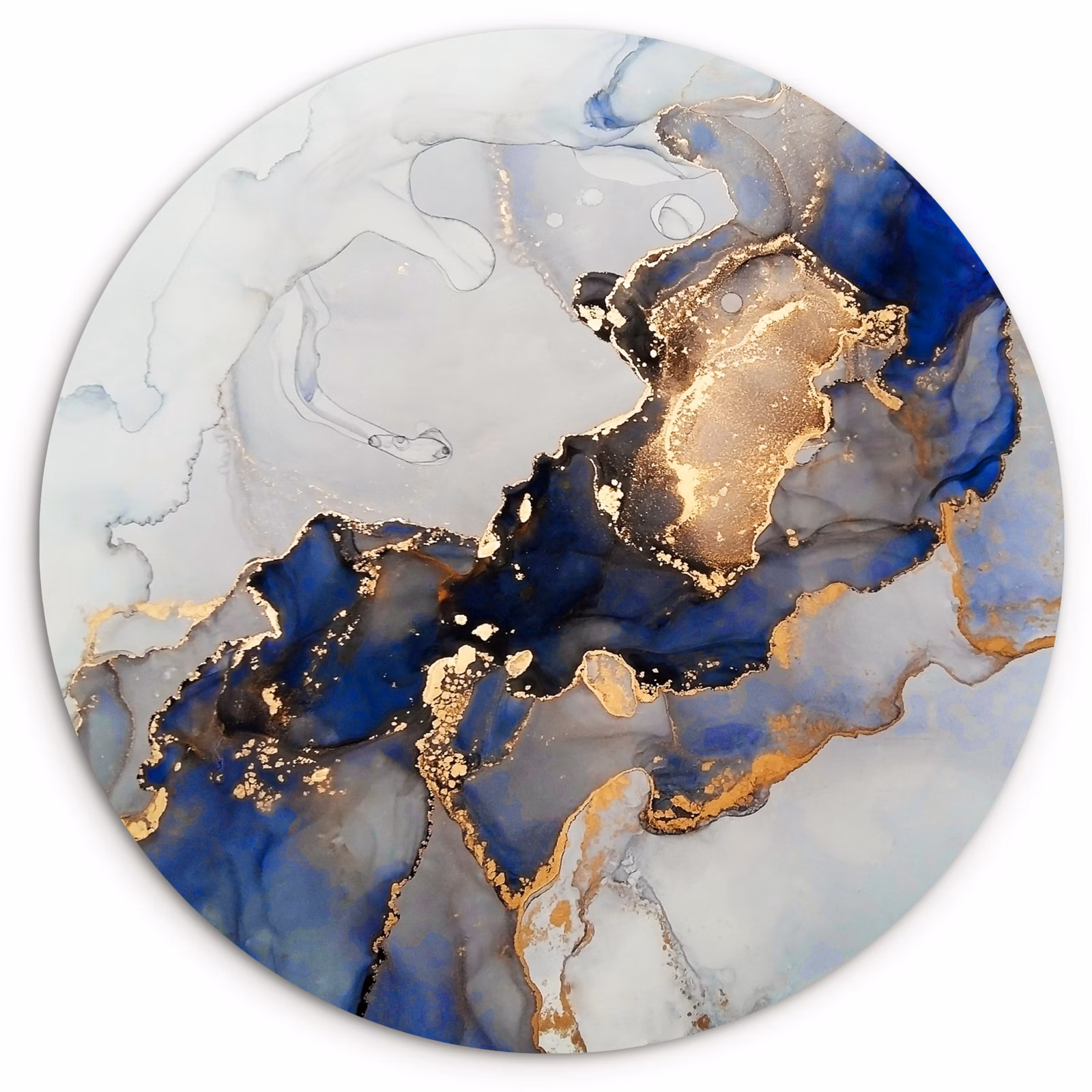 Muurcirkel - Marmer - Blauw - Goud — 1
