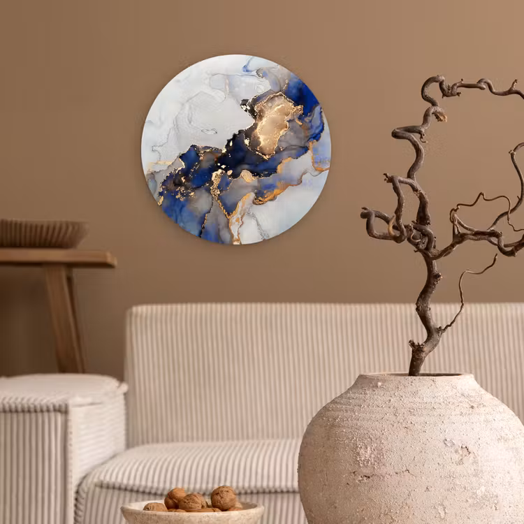 Muurcirkel - Marmer - Blauw - Goud — 2
