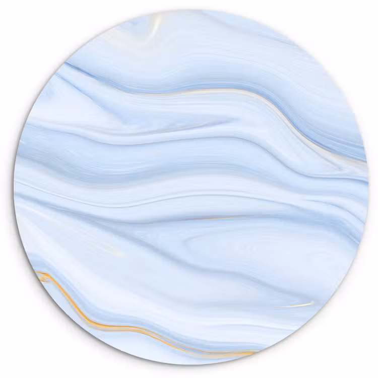 Muurcirkel - Marmer - Golf - Blauw - Patronen - Marmerlook - Pastel — 1