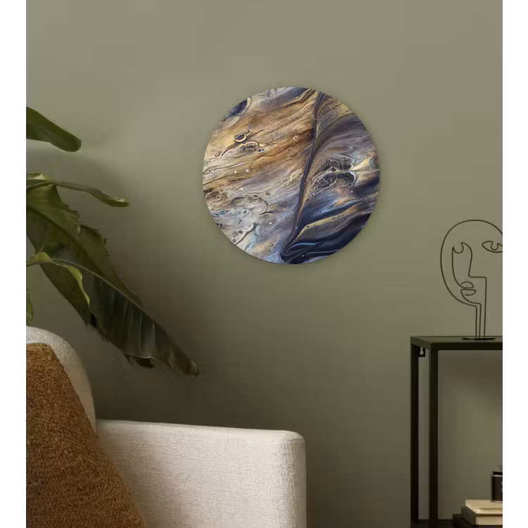 Muurcirkel - Marmer - Goud - Waterverf - Textuur - Marmerlook — 3