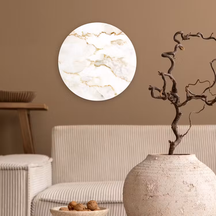 Muurcirkel - Marmer - Kalk - Goud - Luxe - Marmerlook - Wit — 2
