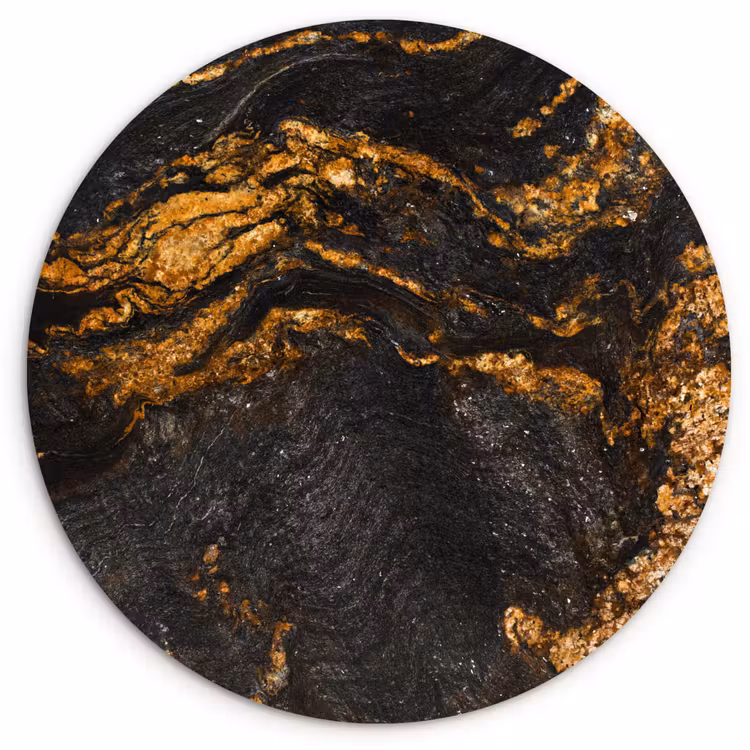 Muurcirkel - Marmer - Kalk - Zwart - Goud - Marmerlook - Luxe — 1