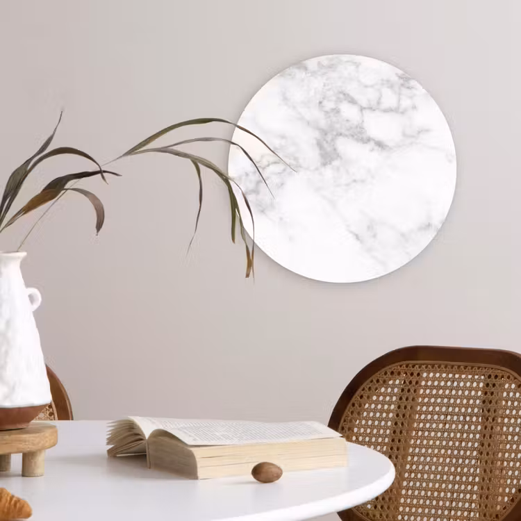 Muurcirkel - Marmer - Wit - Grijs - Luxe - Marmerlook - Steen — 4