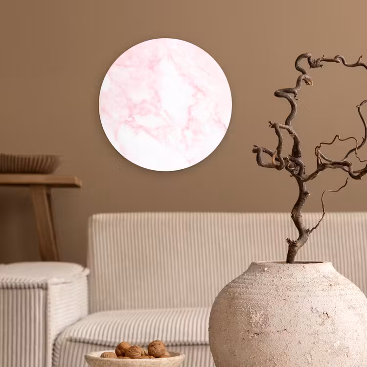 Muurcirkel - Marmer - Wit - Roze - Chic - Marmerlook — 2