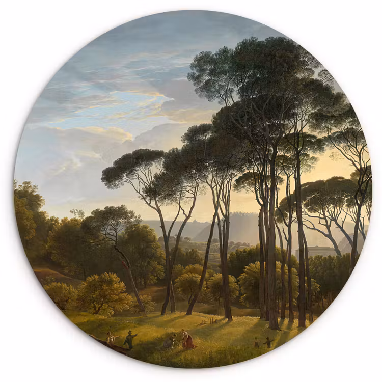 Muurcirkel - Italiaans landschap met parasoldennen - Schilderij van Hendrik Voogd — 1