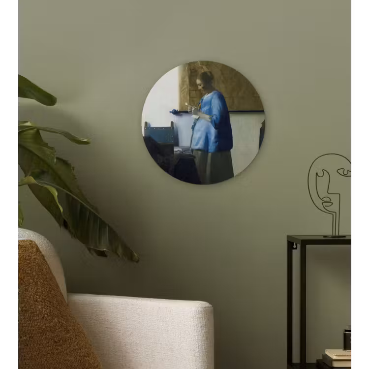 Muurcirkel - Brieflezende vrouw in het blauw - Schilderij van Johannes Vermeer — 3