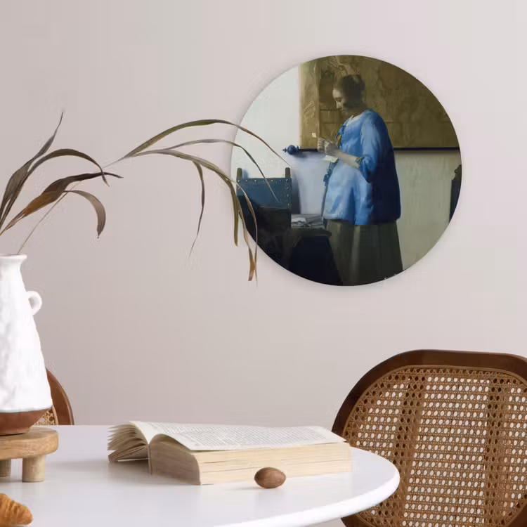 Muurcirkel - Brieflezende vrouw in het blauw - Schilderij van Johannes Vermeer — 4