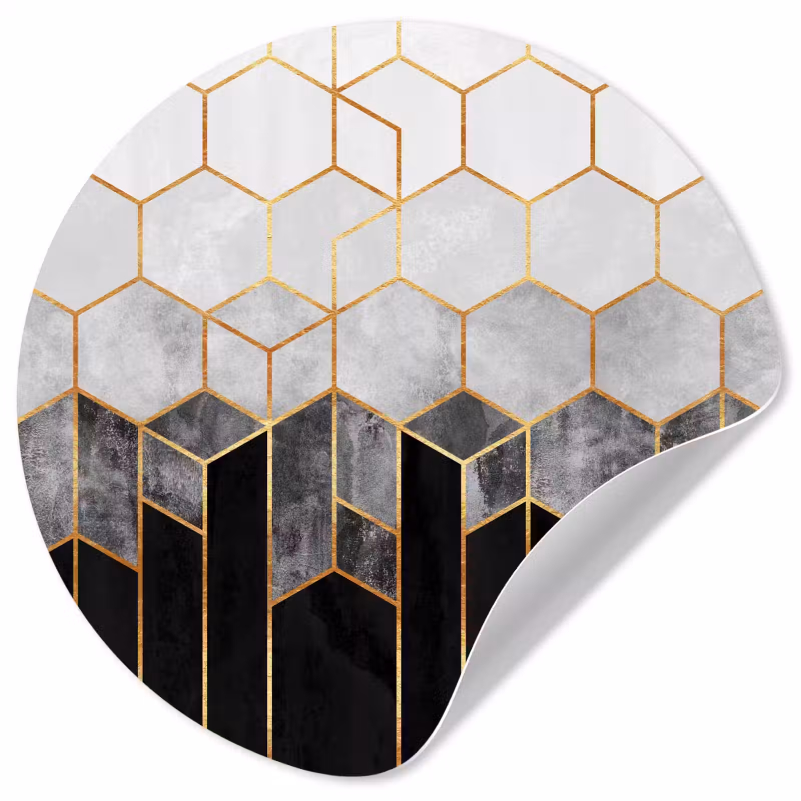 Behangcirkel - Goud - Hexagon - Chic - Patronen - Luxe — 1