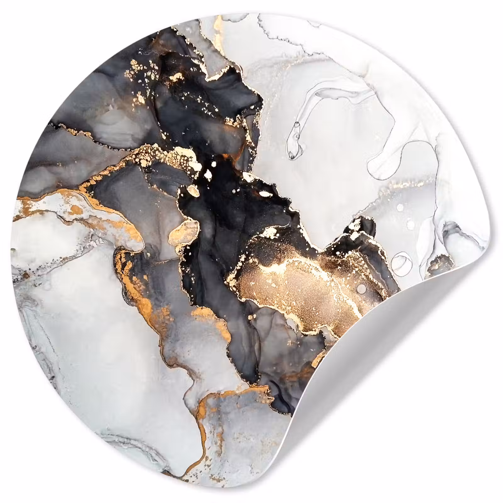 Behangcirkel - Marmer - Zwart - Wit - Goud - Luxe - Abstract — 1
