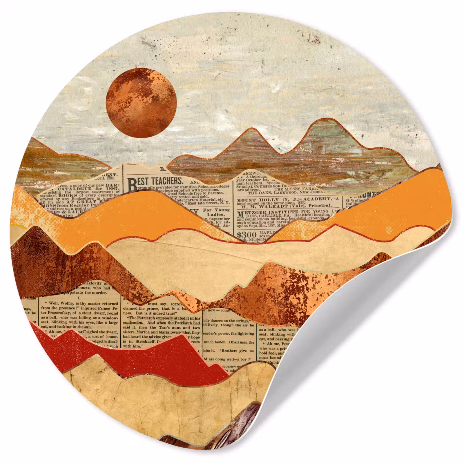 Behangcirkel - Vintage - Krant - Brons - Abstract - Landschap - Kleuren — 1