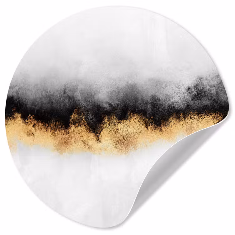 Behangcirkel - Goud - Chic - Abstract - Zwart - Wit - Luxe — 1