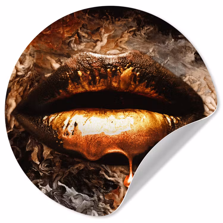 Behangcirkel - Goud - Lippen - Kunst - Goud - Luxe - Abstract — 1