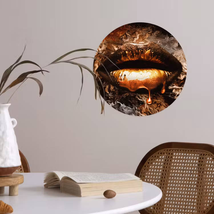 Behangcirkel - Goud - Lippen - Kunst - Goud - Luxe - Abstract — 4