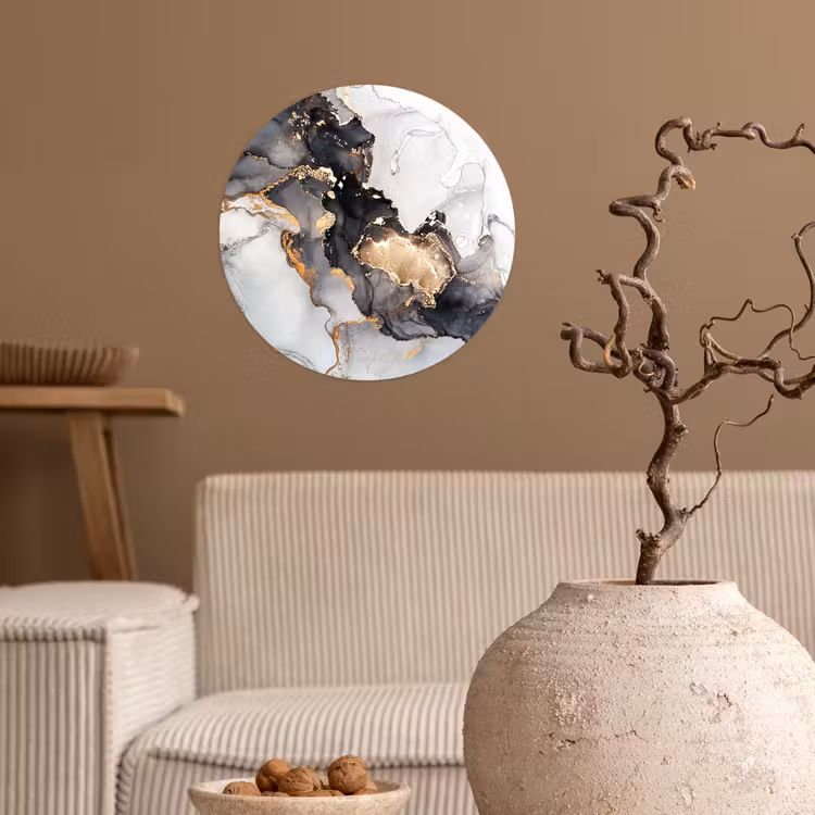 Behangcirkel - Marmer - Zwart - Wit - Goud - Luxe - Abstract — 2