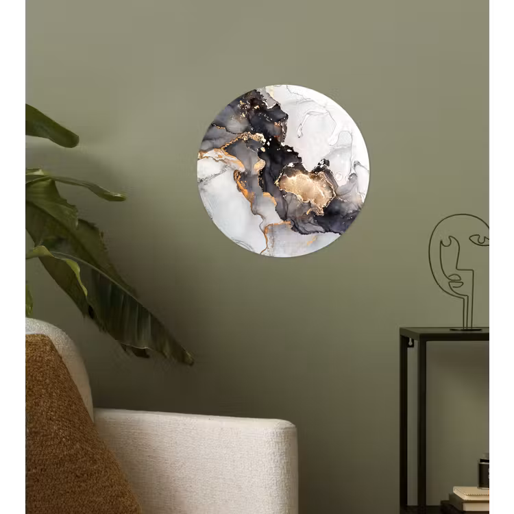 Behangcirkel - Marmer - Zwart - Wit - Goud - Luxe - Abstract — 3
