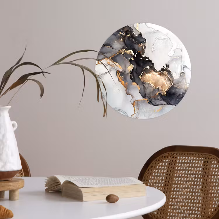 Behangcirkel - Marmer - Zwart - Wit - Goud - Luxe - Abstract — 4