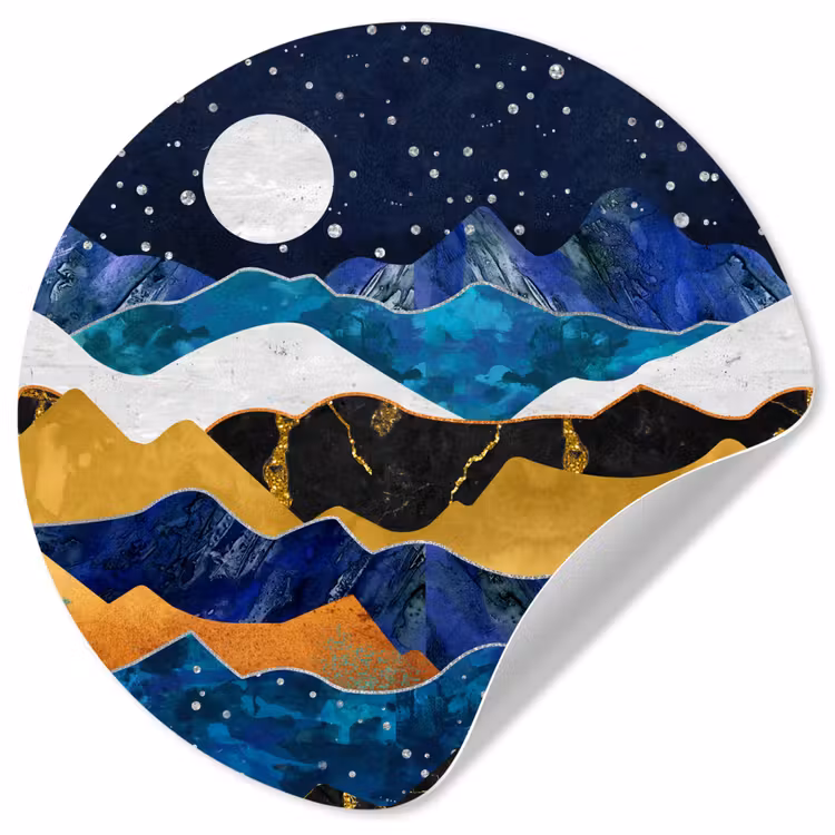 Behangcirkel - Nacht - Goud - Marmer - Abstract - Landschap - Berg — 1