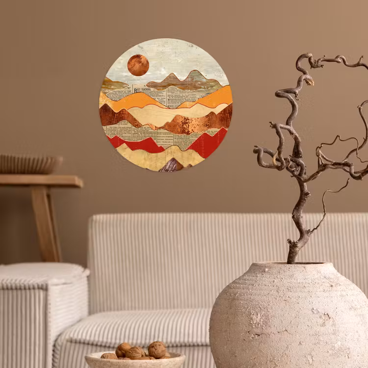 Behangcirkel - Vintage - Krant - Brons - Abstract - Landschap - Kleuren — 2