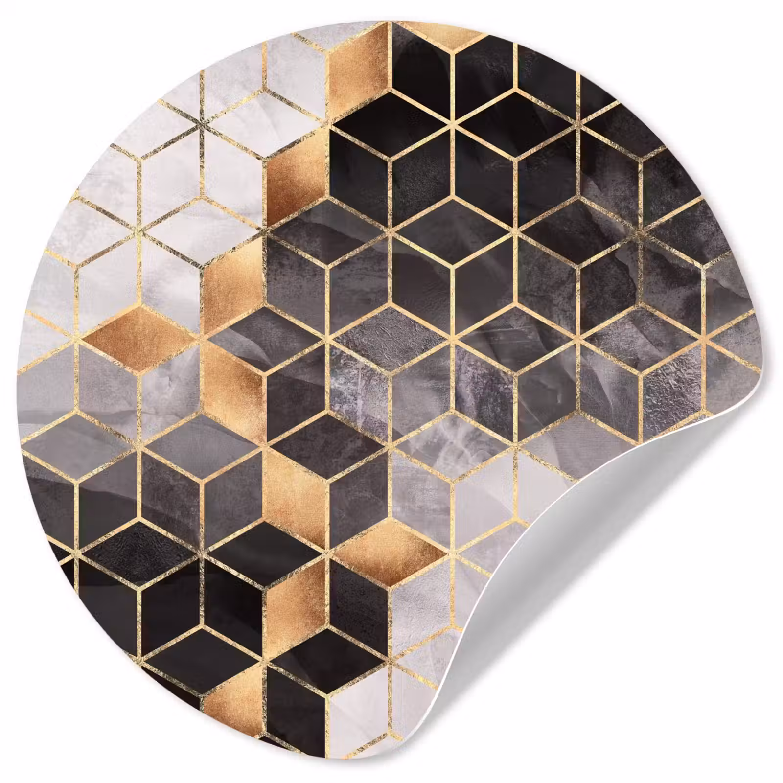 Behangcirkel - Abstract - Kubus - Goud - Patronen - Zwart - Wit — 1