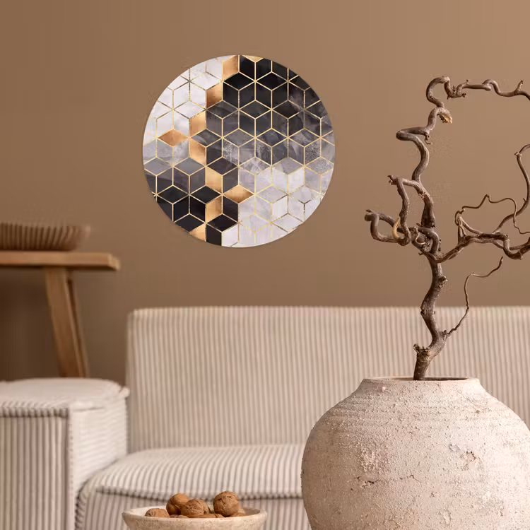 Behangcirkel - Abstract - Kubus - Goud - Patronen - Zwart - Wit — 2
