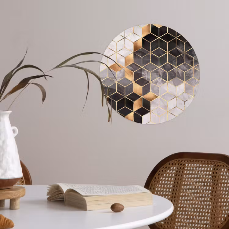 Behangcirkel - Abstract - Kubus - Goud - Patronen - Zwart - Wit — 4